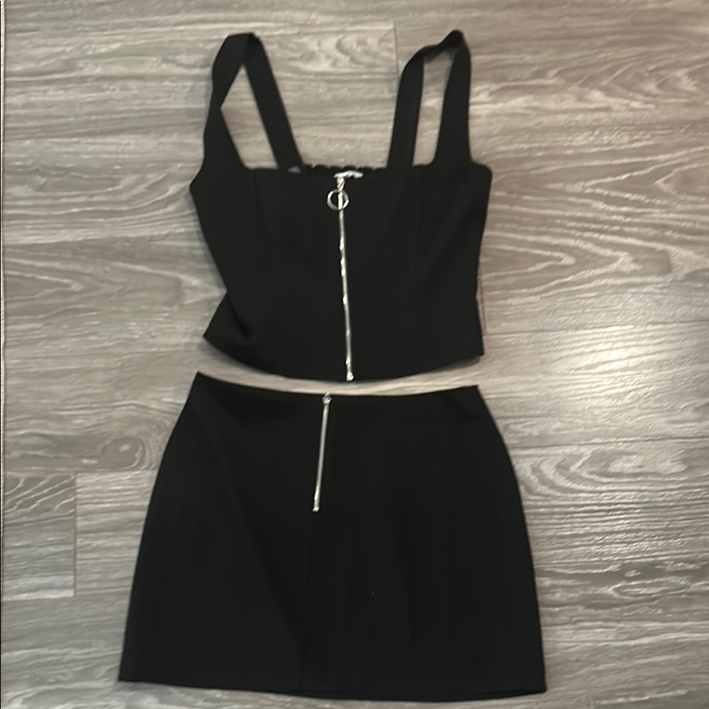 Reformation Black Mini Pencil Skirt Set
